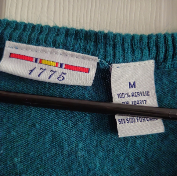 1775 V-Neck Turquoise Teal Blue Long Sleeve | Women's Medium | Y2K, Preppy - Picture 4 of 4